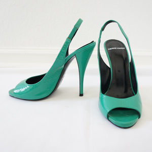 Pierre Hardy Green Patent Leather Sling Back Heels